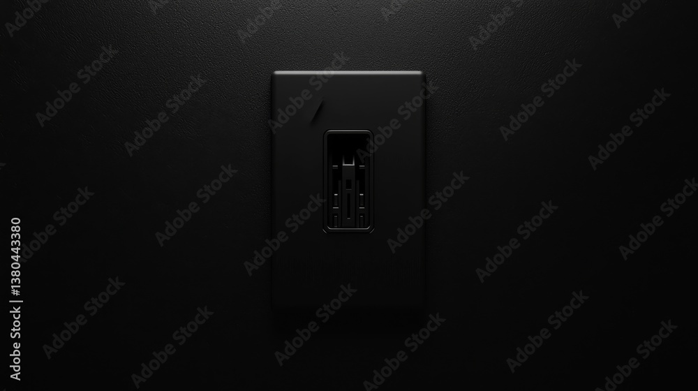 Simple black light switch on dark wall.