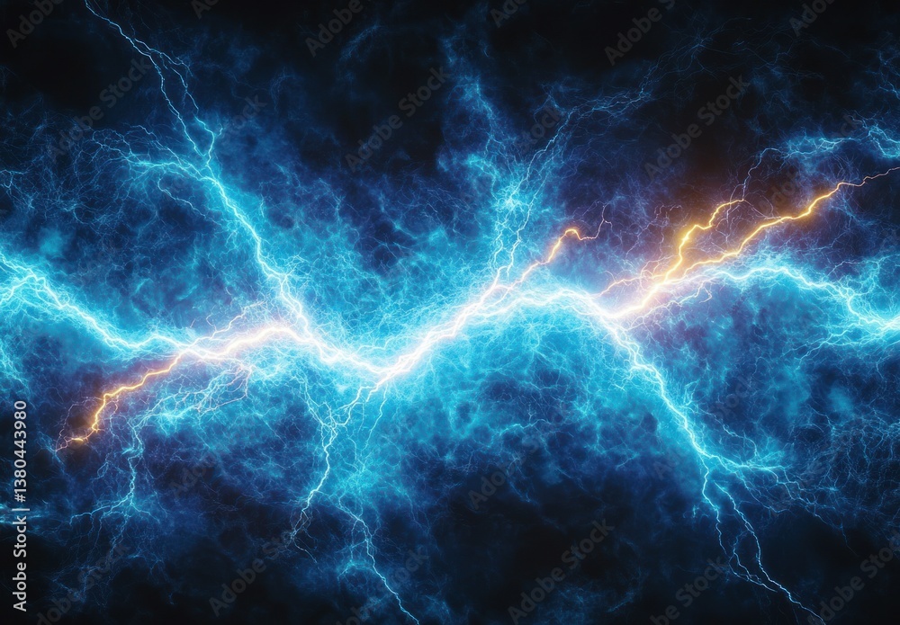 Electric Blue Lightning Strikes in a Dark Thunderstorm Electric Blue Lightning Strikes in a Dark Thunderstorm