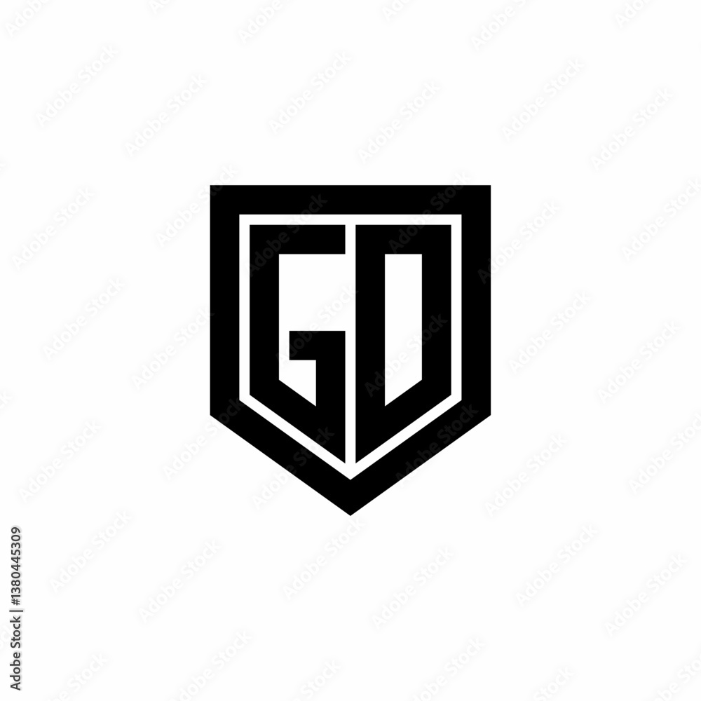 Initial monogram logo design GD isolated frame shield vector Initial monogram logo design GD isolated frame shield vector