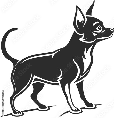 Standing Chihuahua Dog Vector in Alert Pose – Pet Animal Illustration