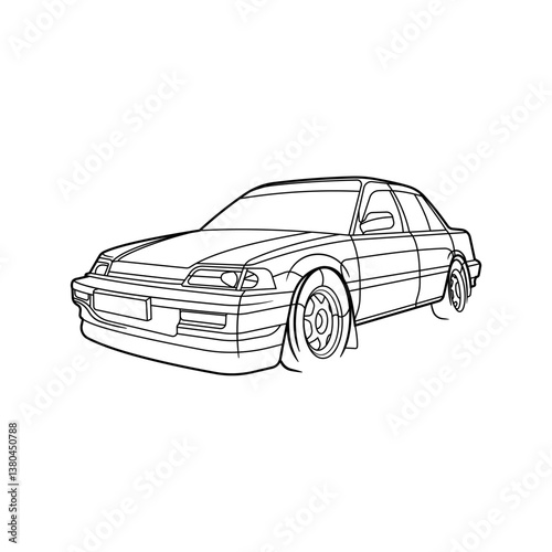 car sedan line art vector design