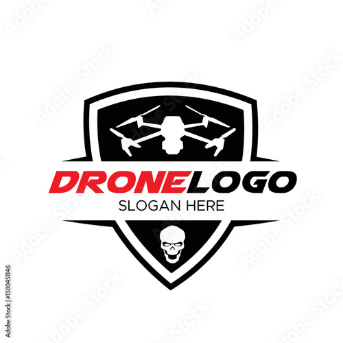 drone shield skull head logo
