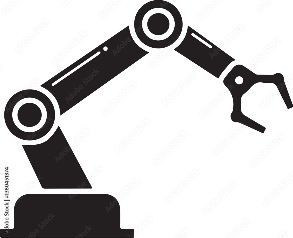 Black Vector Robotic Arm Icon Industrial Automation Black Vector Robotic Arm Icon Industrial Automation