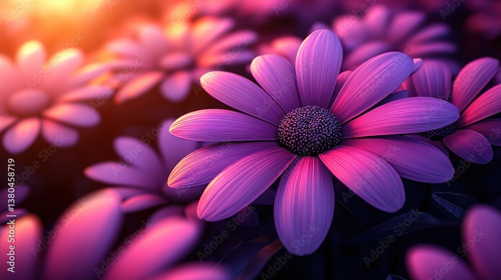 Vibrant Purple Daisy Bloom in Sunset Glow Vibrant Purple Daisy Bloom in Sunset Glow