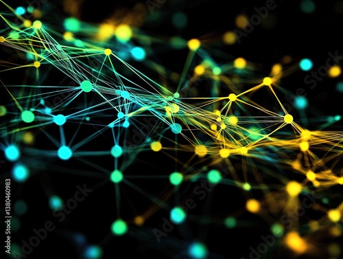 Artificial intelligence data nodes and glowing neural connections · Futuristic tech network visuals for AI systems, fintech, UX design, digital marketing and innovation branding