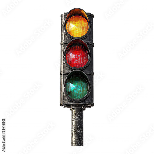 Wallpaper Mural Traffic signals: Yellow means caution, prepare to stop at the red light. Green light means go, but always wait. Stop Torontodigital.ca