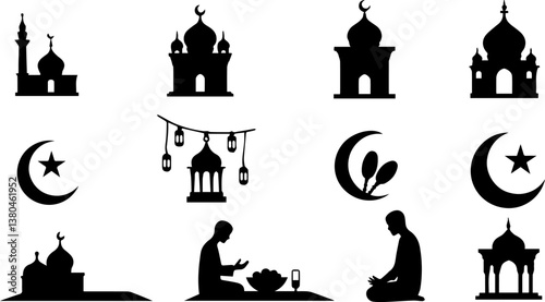 silhouette icon about ramadan , vector illustration