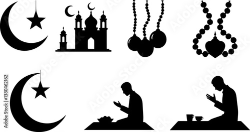 silhouette icon about ramadan , vector illustration