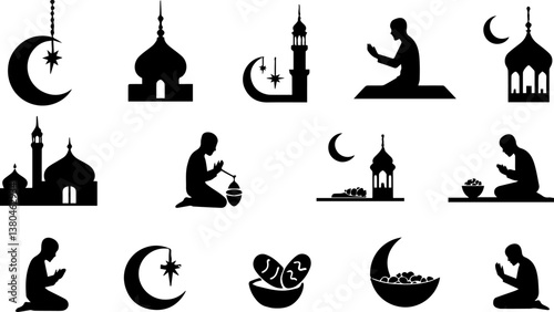 silhouette icon about ramadan , vector illustration