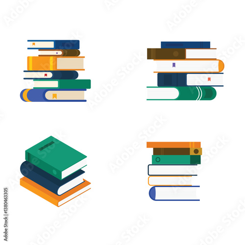 Vector illustration school related stuff notebook, book, open book
