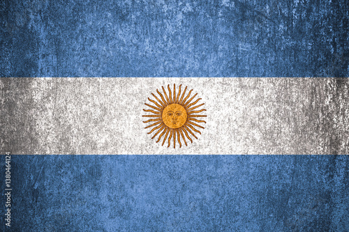 Argentina state flag on a metal surface. Dirty grunge Argentina flag.
