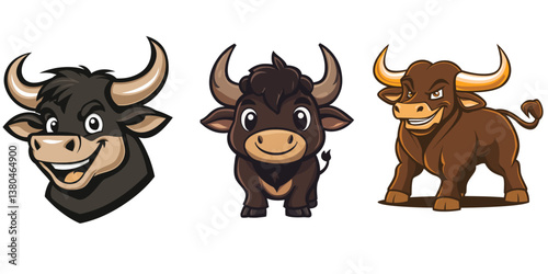set of bull mascot 