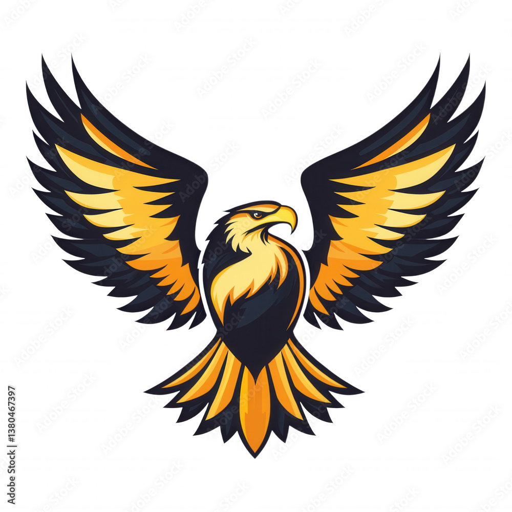 Obraz premium Witness the soaring eagle Its majestic wings, a symbol of freedom and power, cut through the air. Flight demonstrates its strength, courage, and the beauty of its feathers.