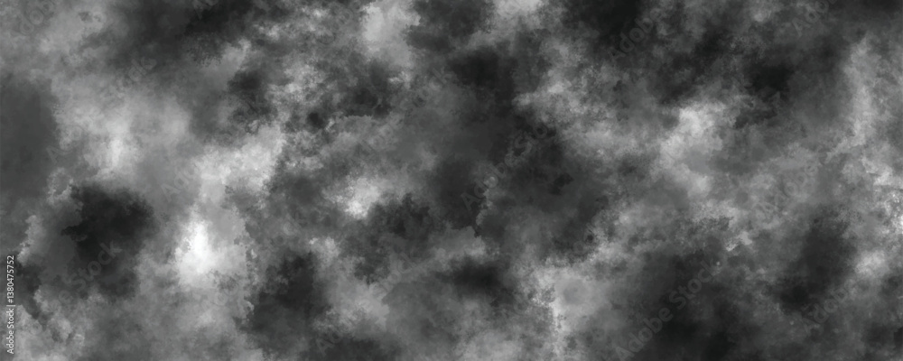 Fototapeta premium Worn and faded grunge-style black and gray watercolor wash with subtle cloudy details
