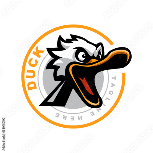 Happy duck mascot logo
