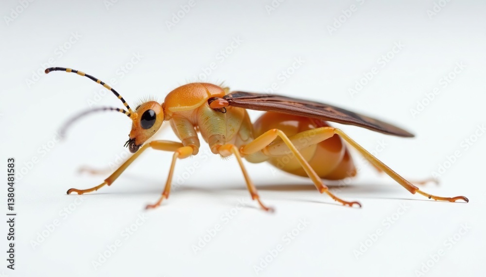 Close-up of single insect on white background, element, closeup, crawly Close-up of single insect on white background, element, closeup, crawly