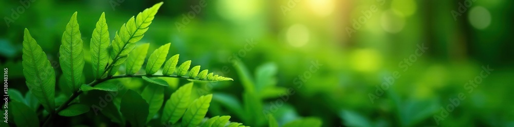 Obraz premium Delicate ferns unfolding in soft morning light, tropical, greenery