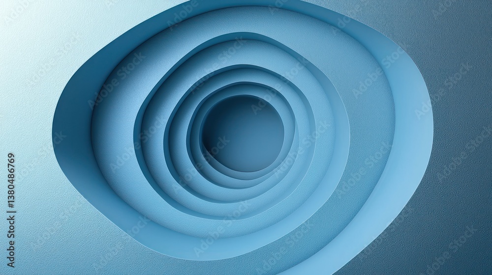 Obraz premium Abstract Blue Concentric Circles: A Study in Depth and Form