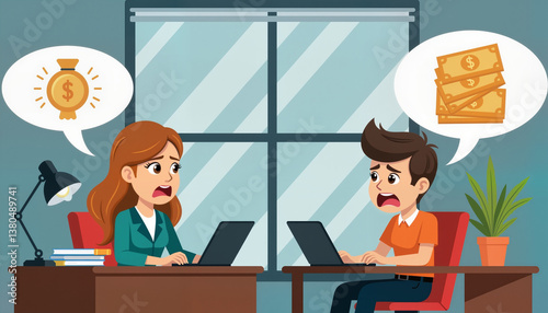 Business people discussing financial concerns in an office  