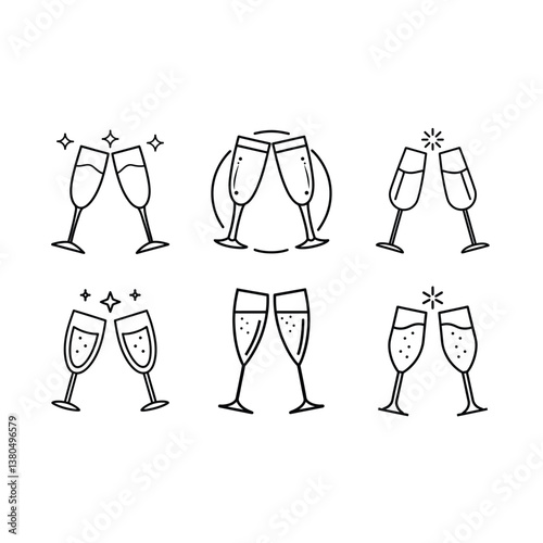Elegant champagne glasses icon for party, celebration, and festive-themed graphic designs