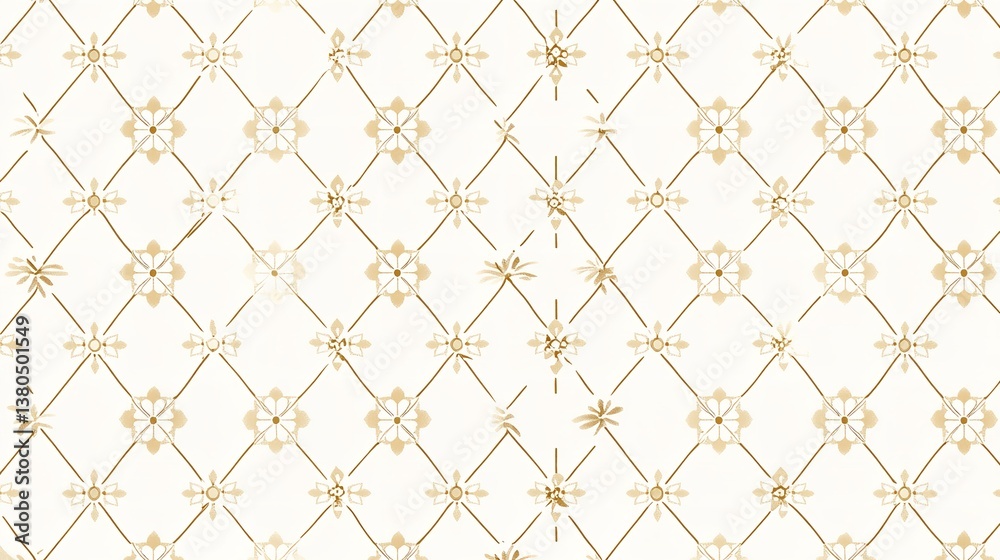 Fototapeta premium Golden minimal floral geometric seamless pattern