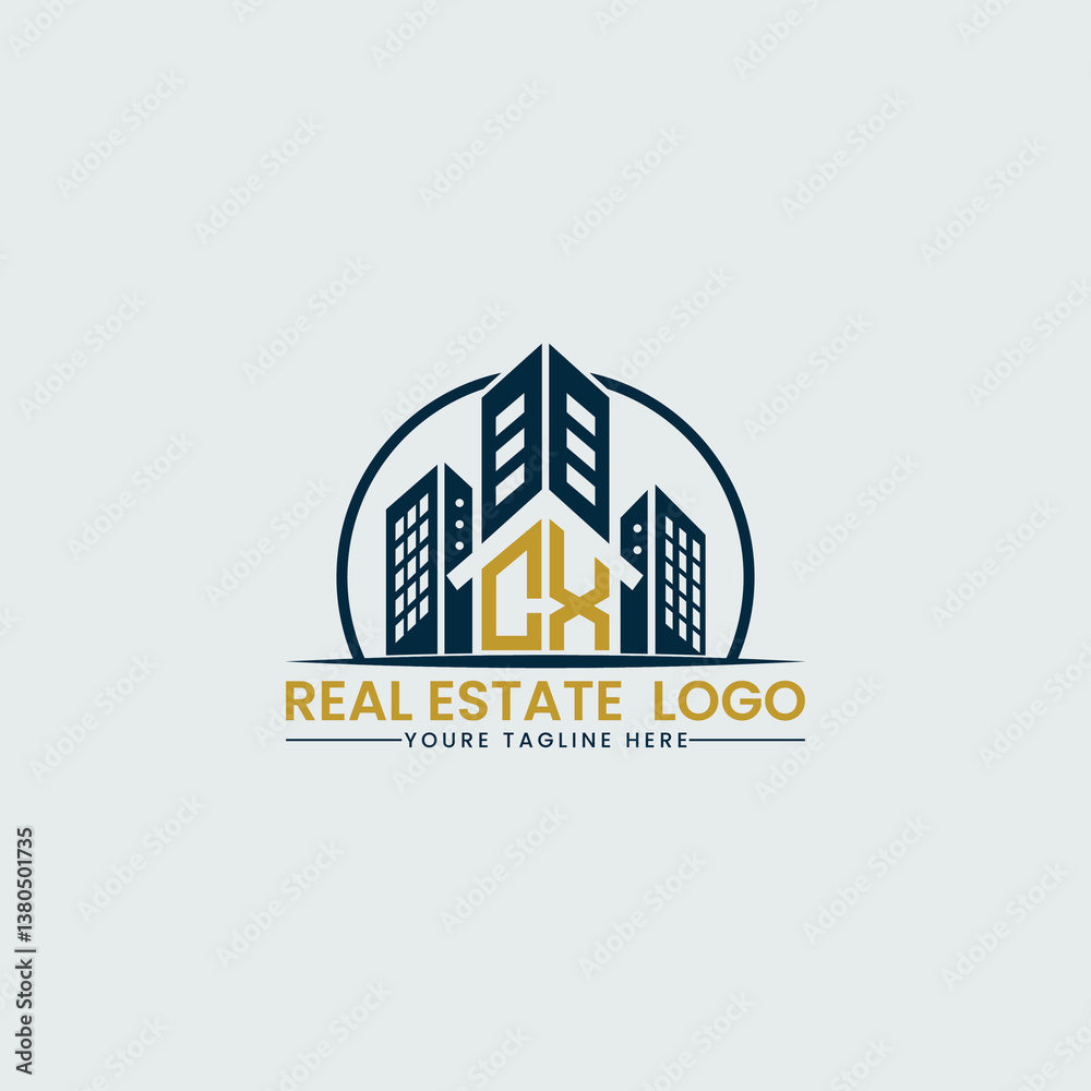 Obraz premium Elegant CX Real Estate Logo with Urban Skyline