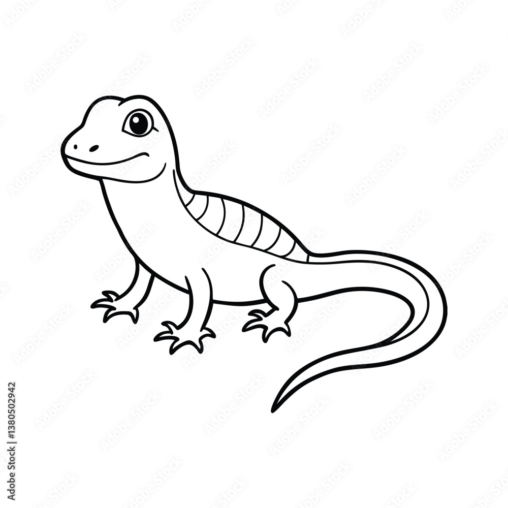 Fototapeta premium Cute Cartoon Lizard - Fun and Friendly Coloring Page