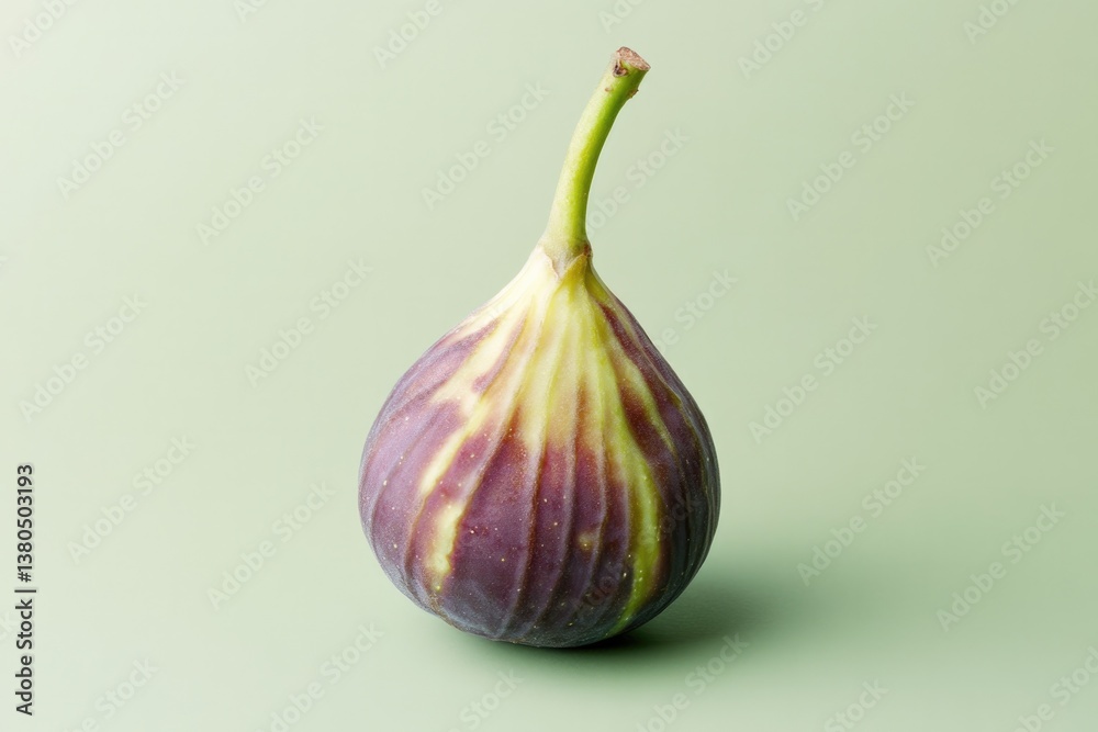 Fototapeta premium Ripened fig showcases vibrant purple hues and unique striped pat