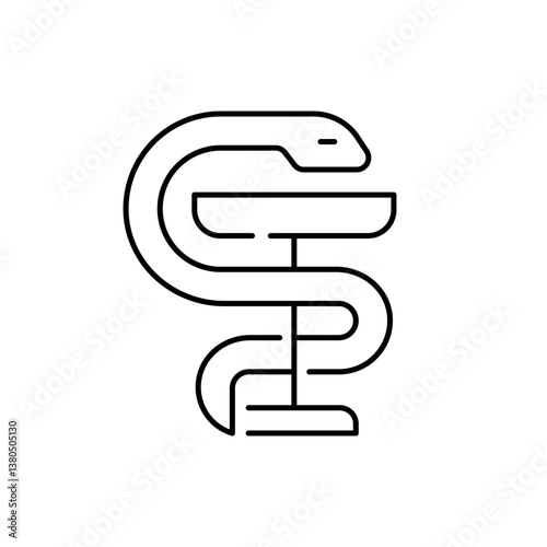 Caduceus vector icon. Caduceus symbol. Caduceus outline vector icon