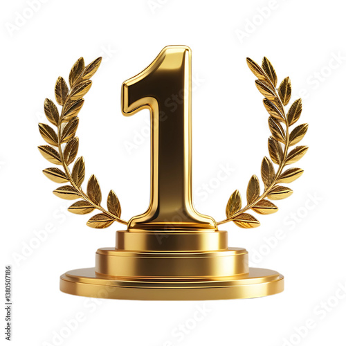 gold trophy cup, 1st place, first place in competition, Champion award isolated on white background.