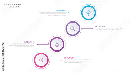 Modern minimalist elegant clean circular 4 steps editable infographic design template vector