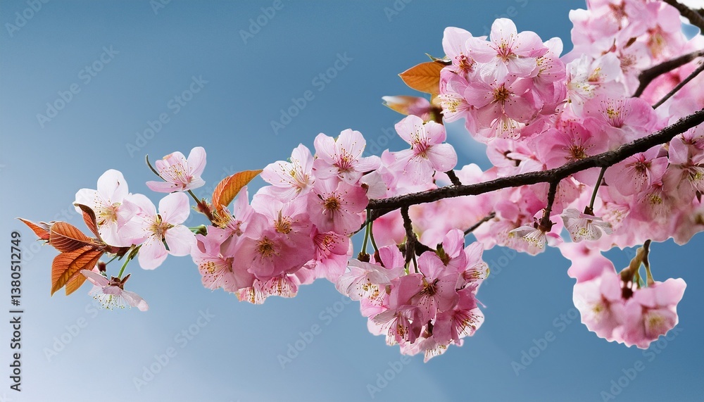 pink spring cherry blossom flowers on a tree branch isolated against a flat background pink spring cherry blossom flowers on a tree branch isolated against a flat background