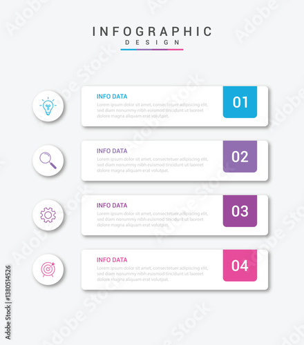 Vector Infographic label design template with icons and 4 options or steps. Can be used for process diagram, presentations, workflow layout, banner, flow chart, info graph