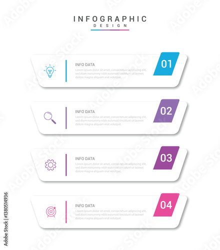 Vector Infographic label design template with icons and 4 options or steps. Can be used for process diagram, presentations, workflow layout, banner, flow chart, info graph