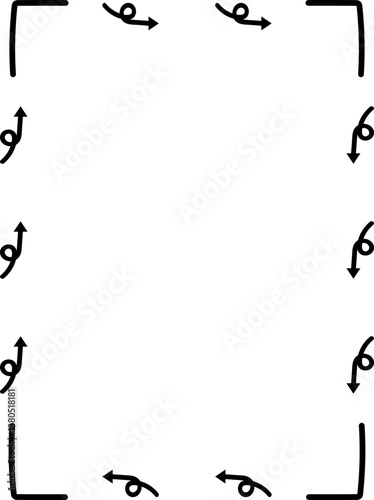 Hand drawn border arrow frame black and white borders and education borders. Teacher and school border design. Children border frame.
