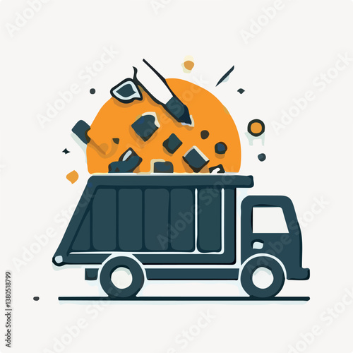 vector illustration of a garbage truck