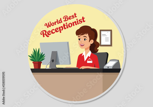 National Receptionists Day Vector Designs – Social Media, T-Shirt, Sticker, Poster, Print Cards, Animated GIFs, Solid Colors, No Gradients, Professional & Minimalist Illustrations