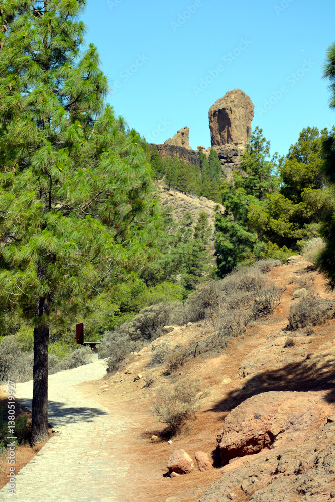 Rock formation Roque Nublo (Clouded Rock, Rock in the Clouds); island of Gran Canaria, Canary Islands, Spain. Rock formation Roque Nublo (Clouded Rock, Rock in the Clouds); island of Gran Canaria, Canary Islands, Spain.