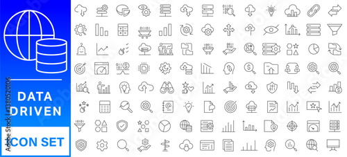 Data analysis icon collection set. Containing analysis,information, trend, forecast, decision,risk,research,report icon. Simple flat vector illustration.