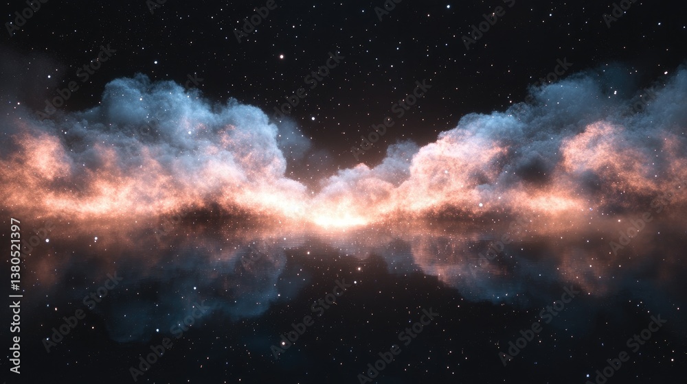 Fototapeta premium View of the sky at night is clear in the middle of a calm sea.