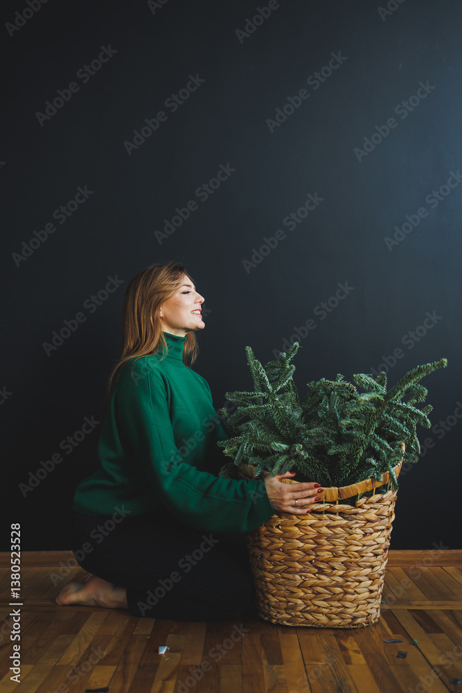 Embracing Nature A Serene Portrait of a Woman Forming a Deep Connection with Indoor Plants in a Cozy, Rustic Setting, Highlighting the Joy and Peacefulness of Gardening and Greenery in her Life