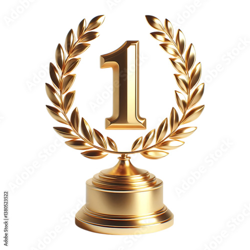 gold trophy cup, 1st place, first place in competition, Champion award isolated on white background.