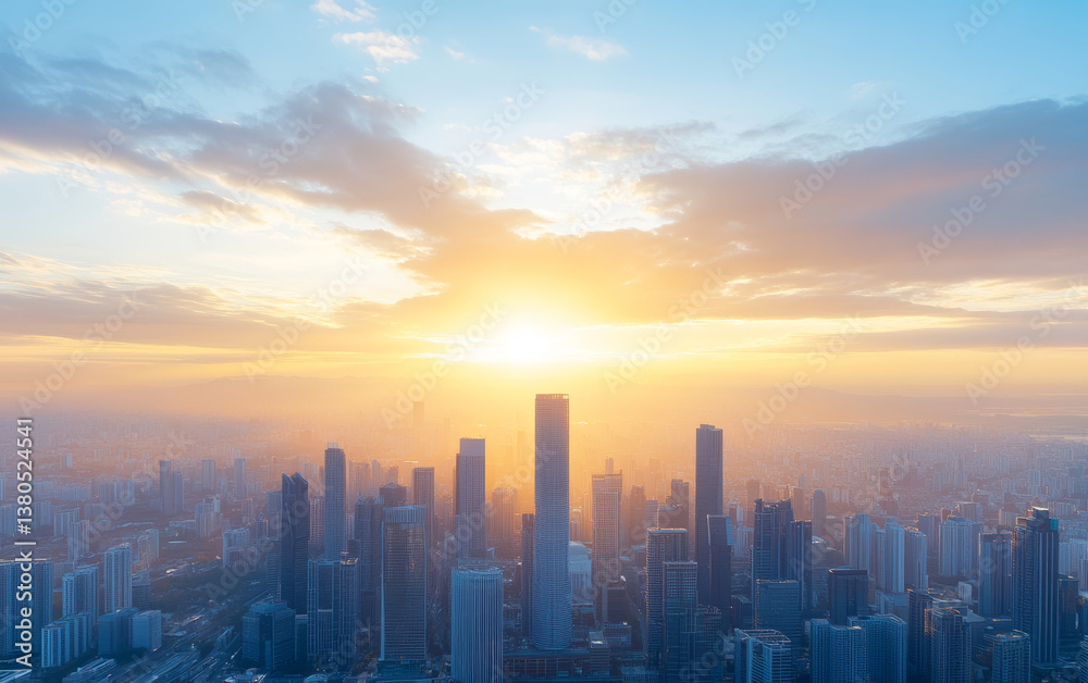 Fototapeta premium Architectural landscape of modern urban skyline 