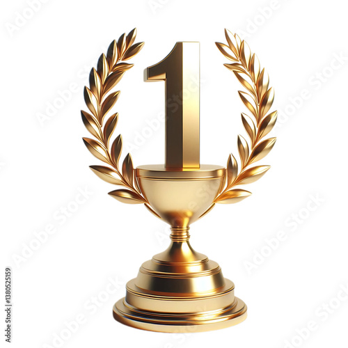 gold trophy cup, 1st place, first place in competition, Champion award isolated on white background. Winner 
