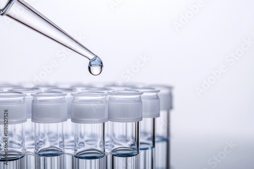 Precision drop from pipette lands on test tubes, showcasing labo