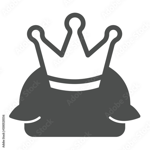Golden crown on pillow solid icon, city museum concept. Vector graphics. Crown of queen or king, royal person sign on white background, glyph style icon for mobile and web design.