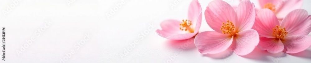 Fototapeta premium Delicate flower petals unfolding on a clean white background, flowers, delicate