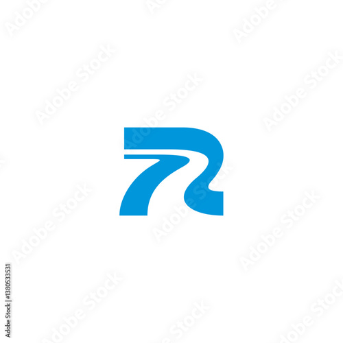 letter R logo blue abstract river
