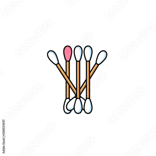 Colorful cotton swabs arranged in a creative pattern  