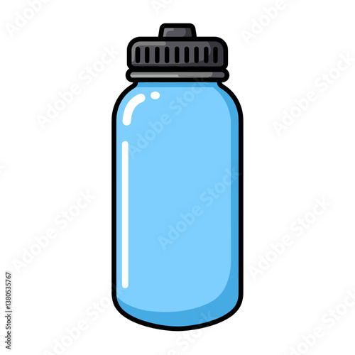 Blue sports water bottle with black cap  